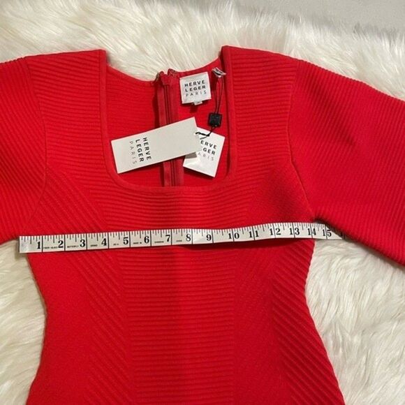 Herve Leger Paris Contour Corset Ribbed Knit Mini T-Shirt Body-con Dress Sz XS - Picture 15 of 15